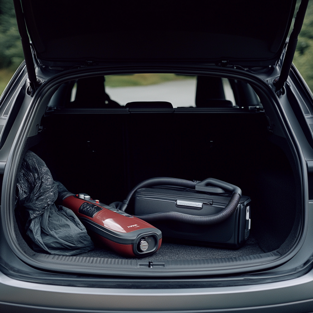 Un aspirateur couché dans le coffre d'une voiture | Source : Midjourney