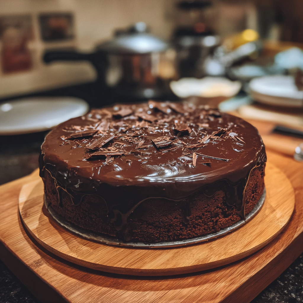 Un gâteau au chocolat sur un comptoir de cuisine | Source : Midjourney