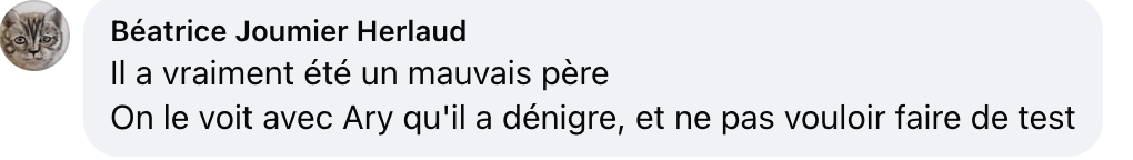 Capture d'écran du commentaire d'un internaute I Source : Facebook Paris Match