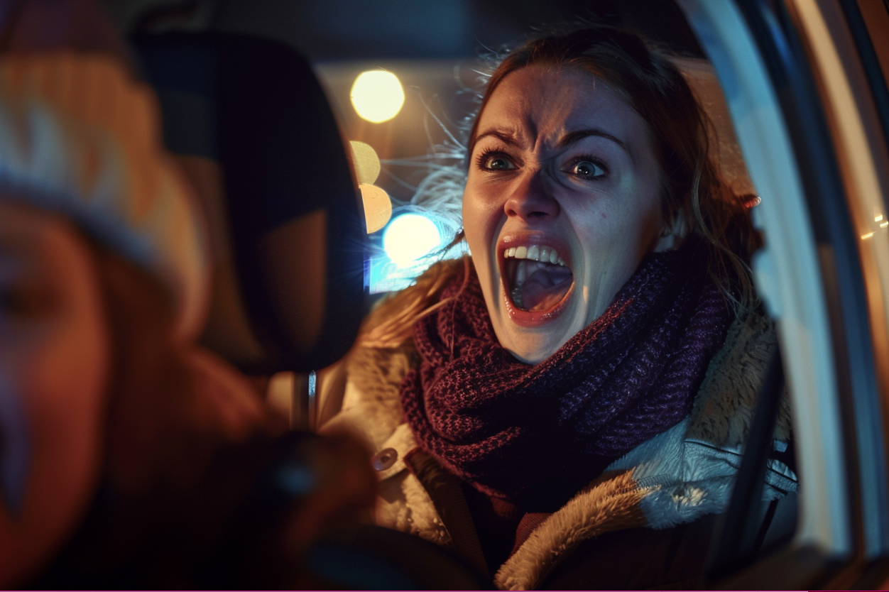 Une femme effrayée dans une voiture | Source : Midjourney