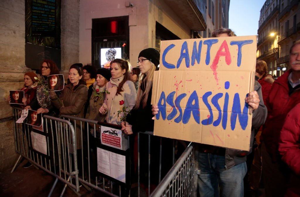 Une manifestation contre un concert de Bertrand Cantat le 12 mars 2018 à Montpellier. l Source : Getty Images