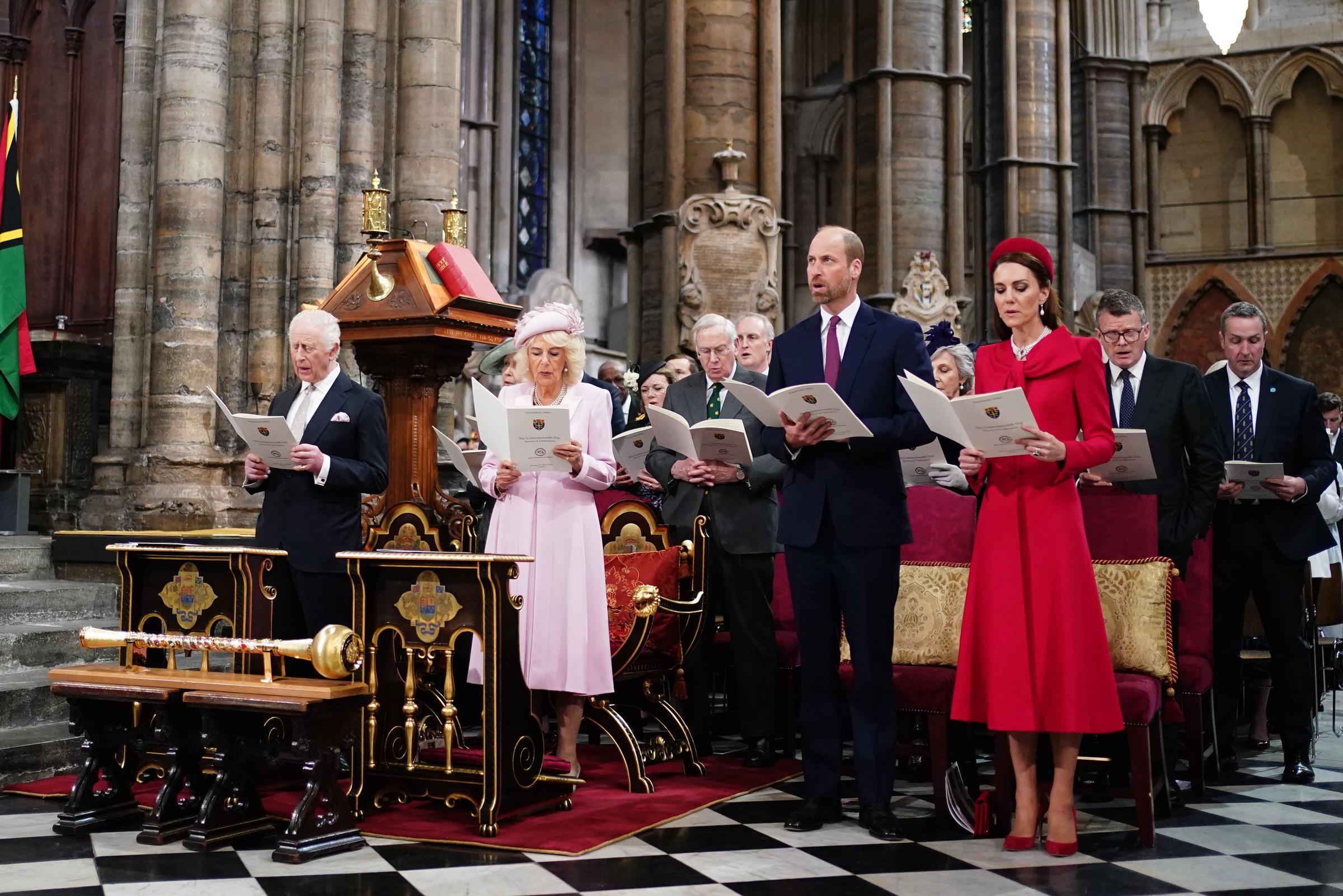 Le roi Charles III, la reine Camilla, William, prince de Galles, et Catherine, princesse de Galles, assistent au service de célébration du Jour du Commonwealth à Londres, en Angleterre, le 10 mars 2025 | Source : Getty Images