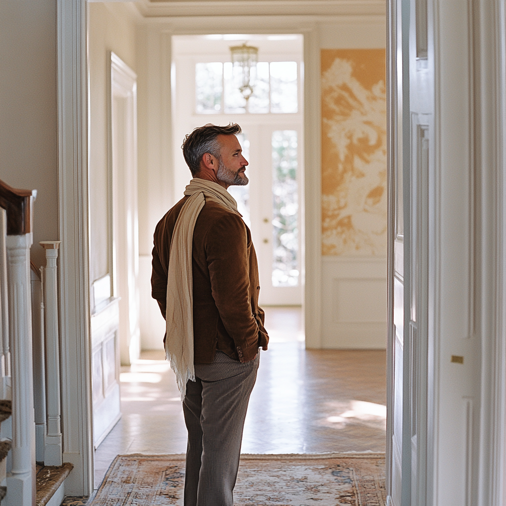 Un homme impressionné admirant une maison | Source : Midjourney