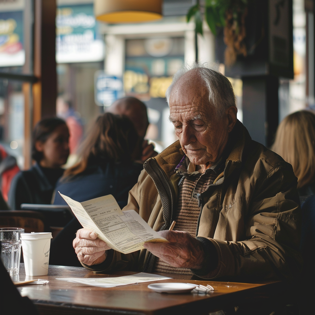 Un homme âgé qui regarde la facture | Source : Midjourney