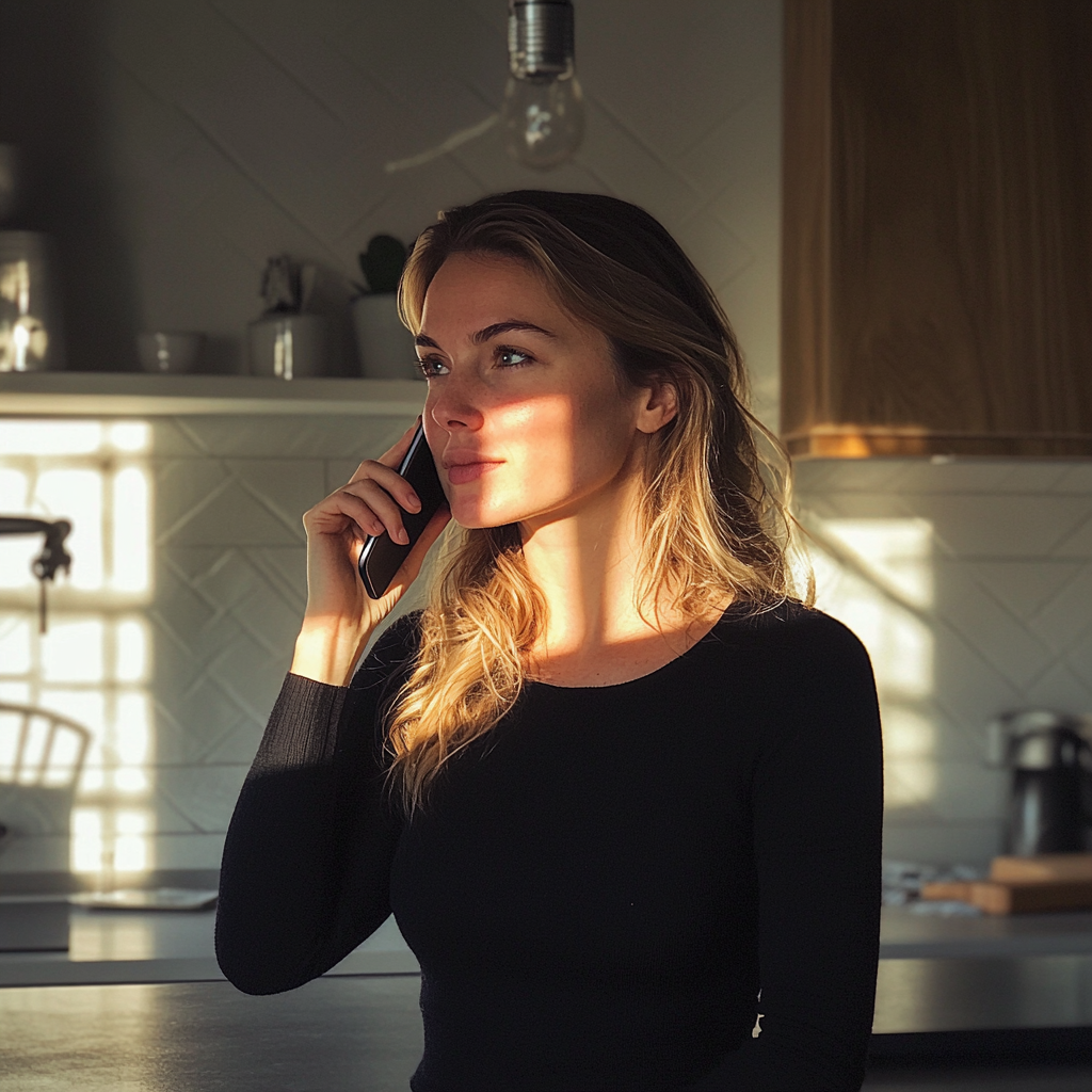 Une femme qui parle au téléphone | Source : Midjourney