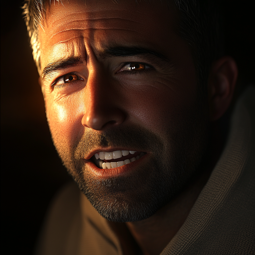Un homme sérieux qui parle | Source : Midjourney