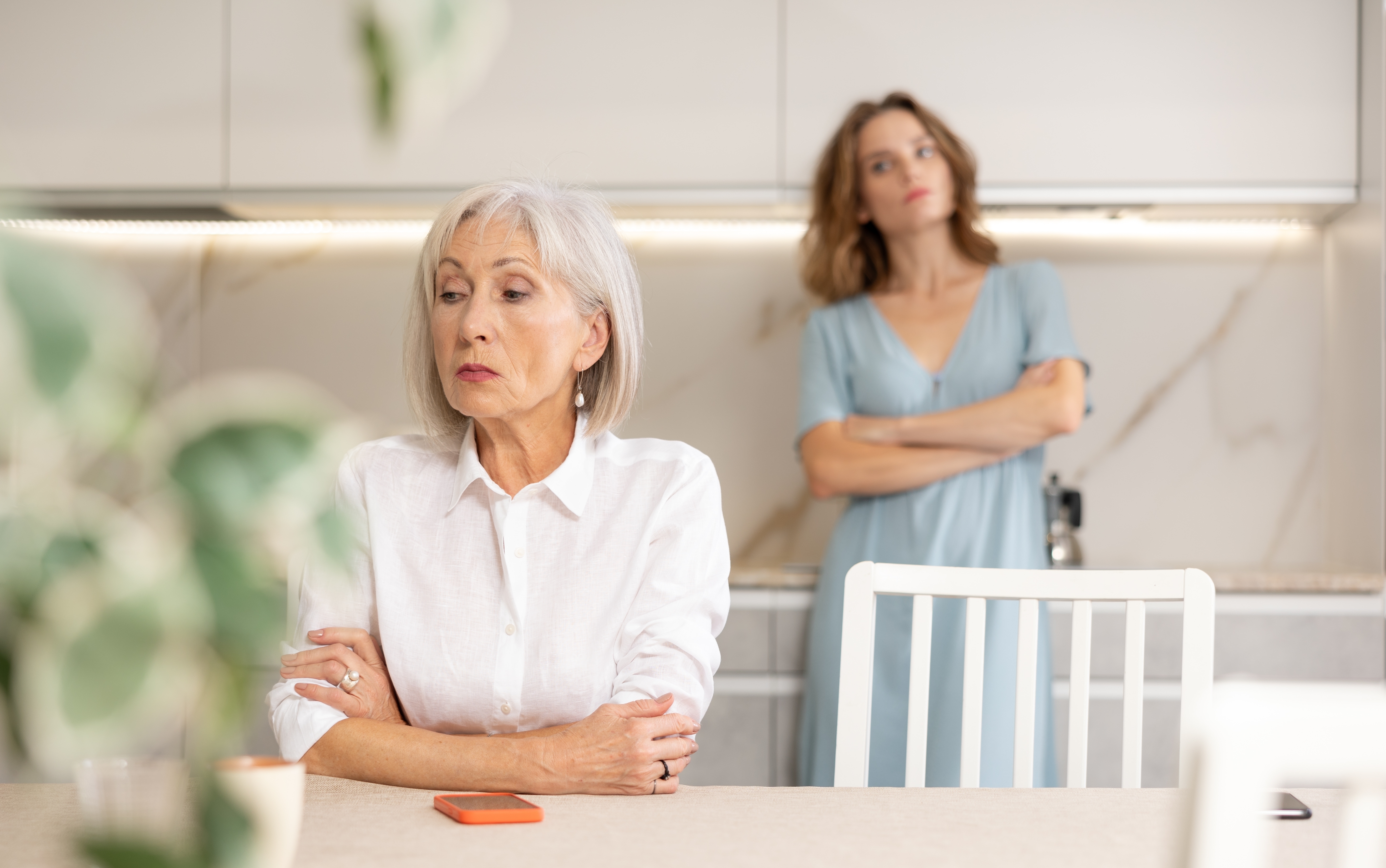 Une femme âgée en désaccord avec sa belle-fille dans la cuisine | Source : Shutterstock