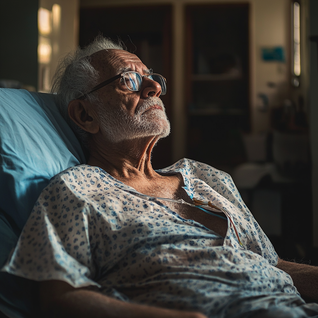 Un vieil homme dans un lit d'hôpital | Source : Midjourney