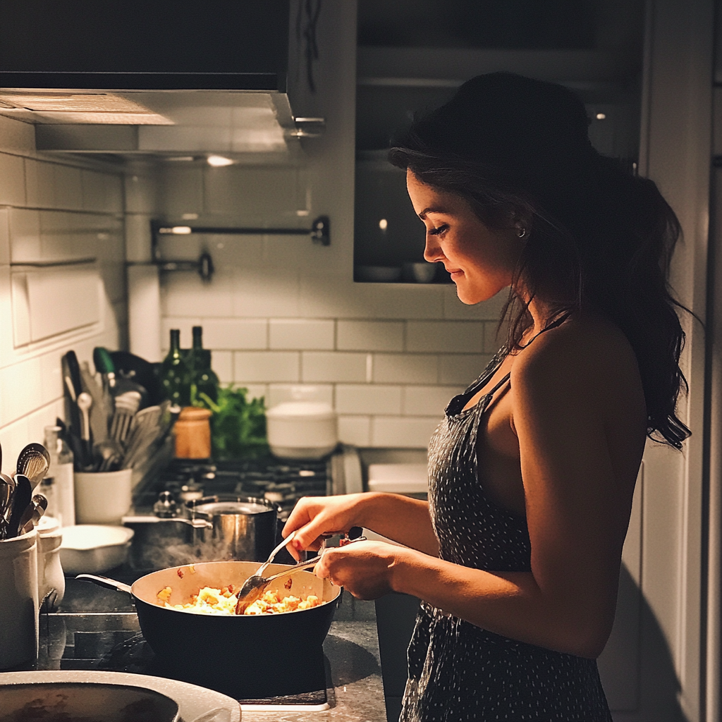 Une femme dans la cuisine | Source : Midjourney