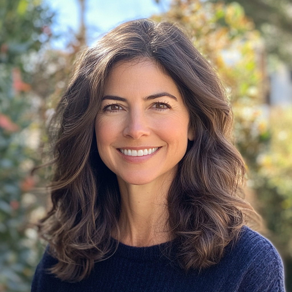 Une femme souriante se tenant à l'extérieur | Source : Midjourney