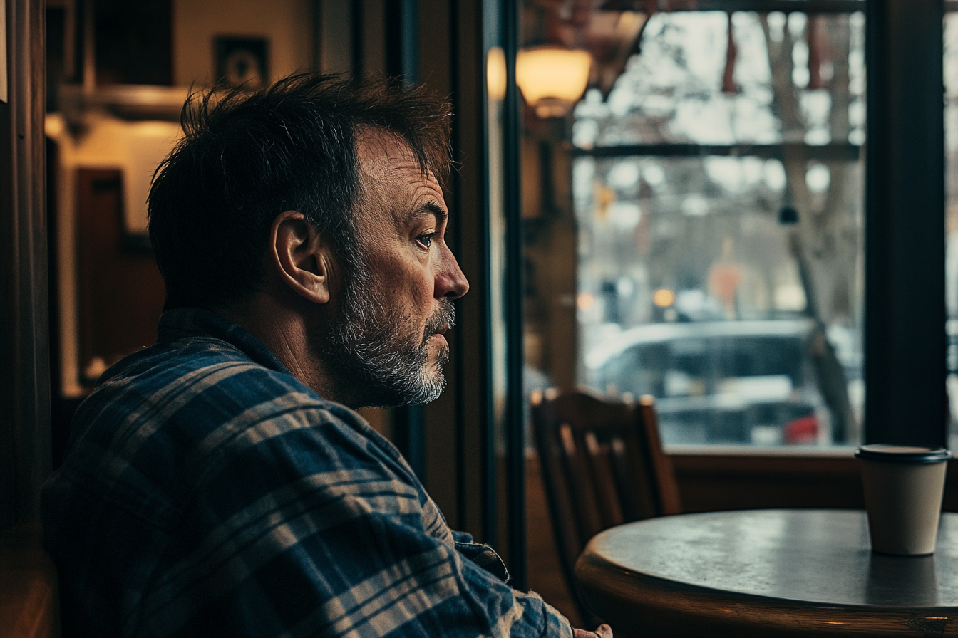 Un homme dans un café | Source : Midjourney