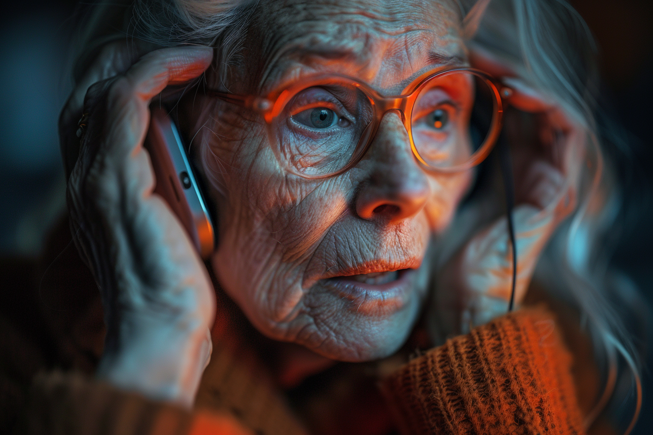 Une femme âgée qui répond à un appel téléphonique | Source : Midjourney