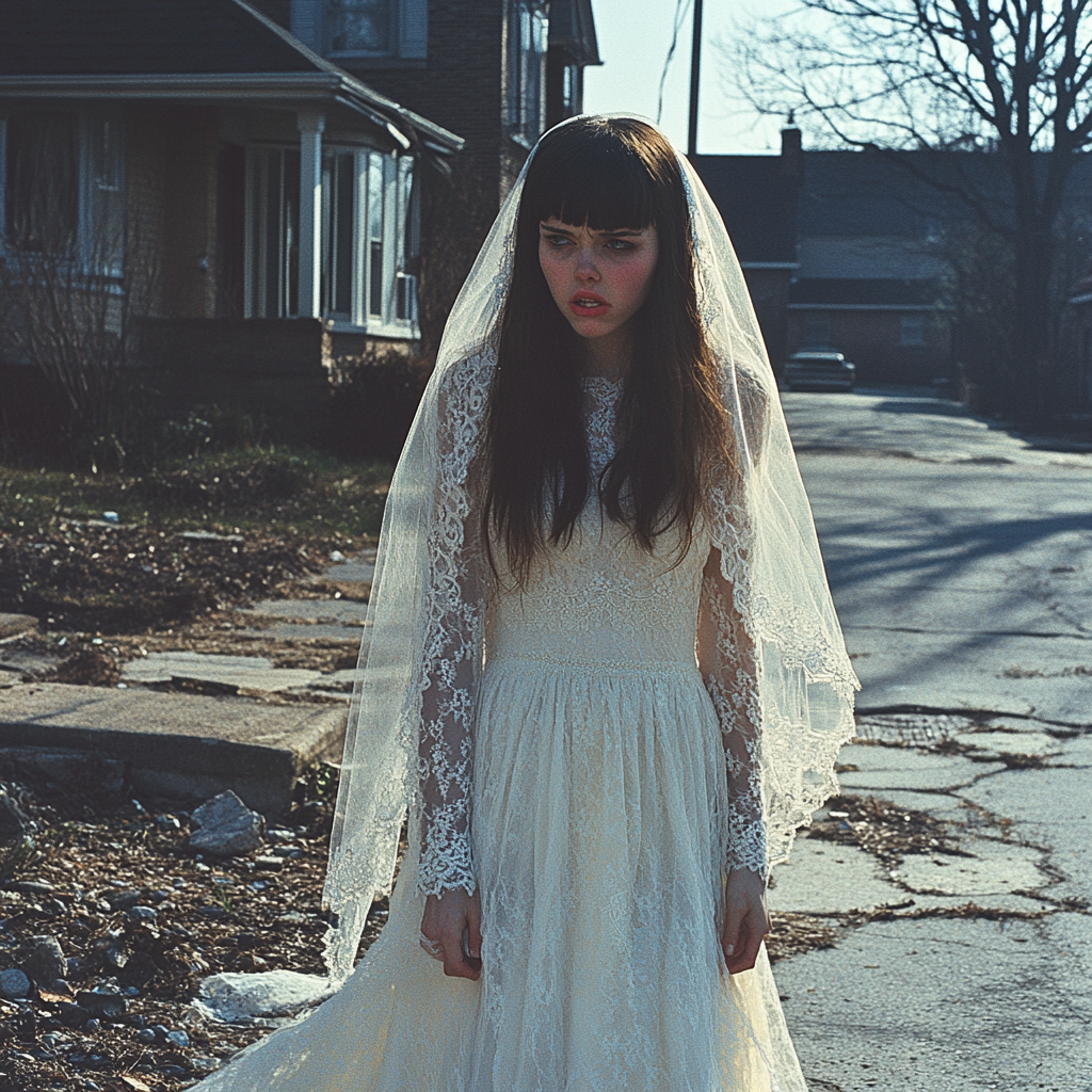 Une femme bouleversée marchant dans la rue | Source : Midjourney