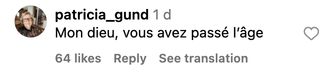 Commentaire d’une internaute sur la tenue de Sophie Davant |Source : capture Instagram