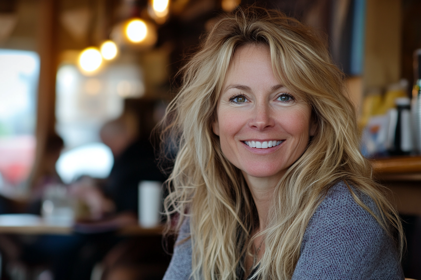 A smiling woman in a cafe | Source: Midjourney