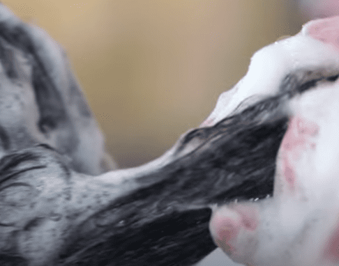 Capture d'un lavage de cheveux. | Photo : YouTube/Elle Coiffure
