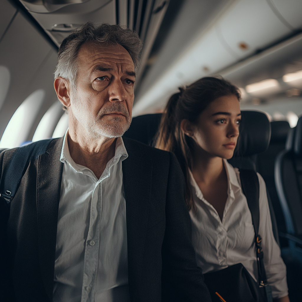 Un couple grincheux dans un avion | Source : Midjourney