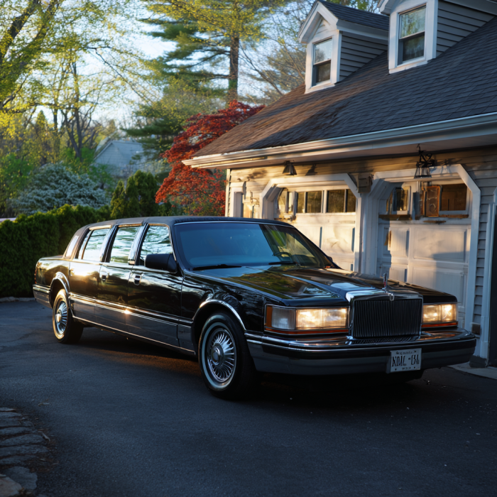 Une limousine noire devant une maison | Source : Midjourney