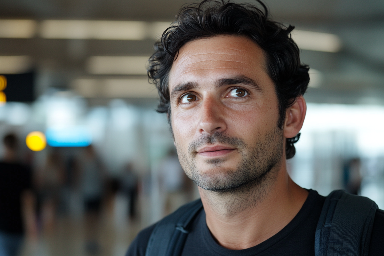 Un homme dans un aéroport | Source : Midjourney