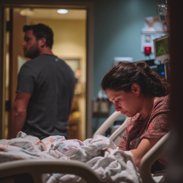 L'homme s'en va en laissant la mère et le bébé à l'hôpital | Source : Midjourney