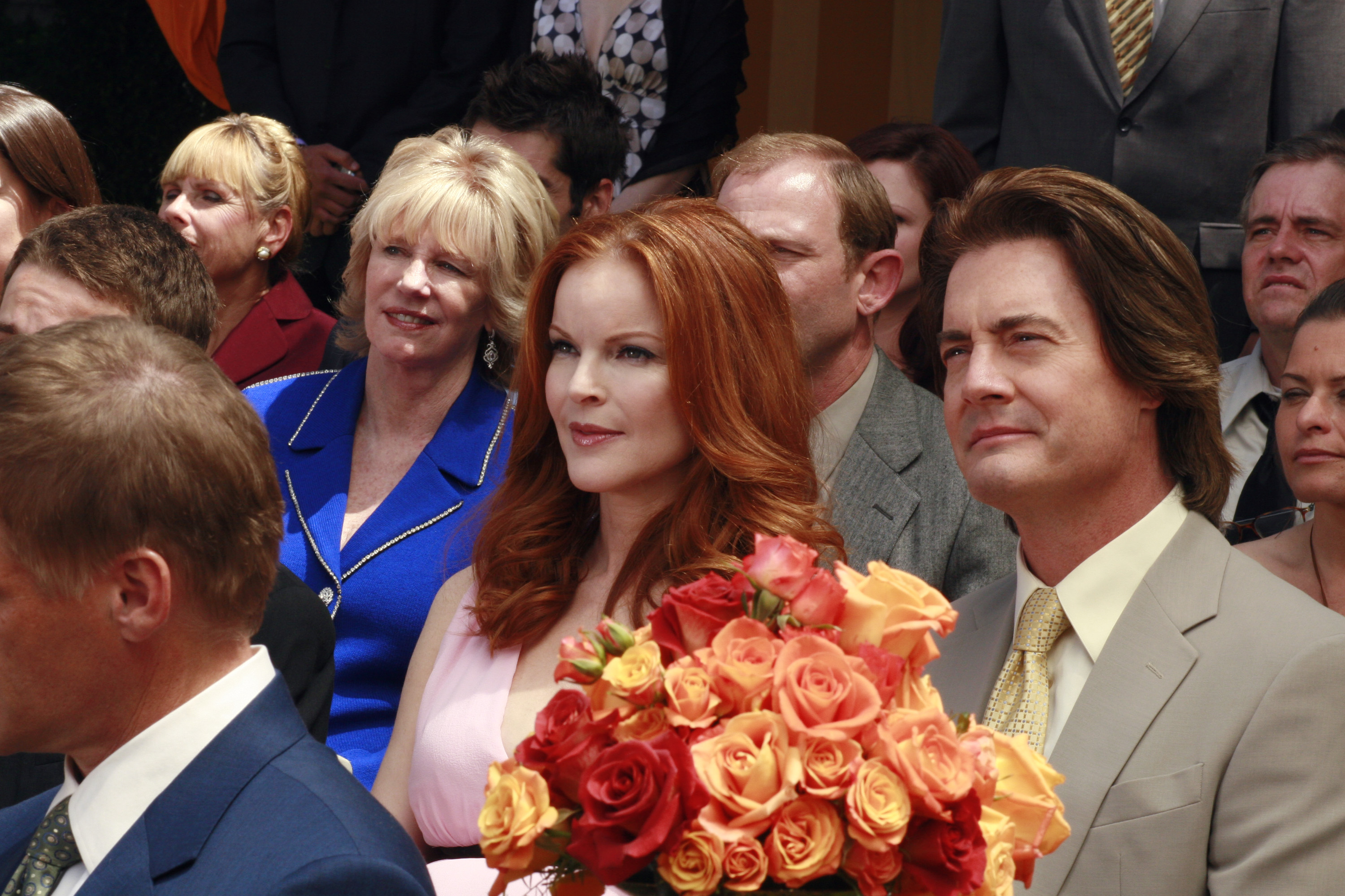 Kyle MacLachlan et Marcia Cross sur le plateau de "Desperate Housewives" en 2007. | Source : Getty Images