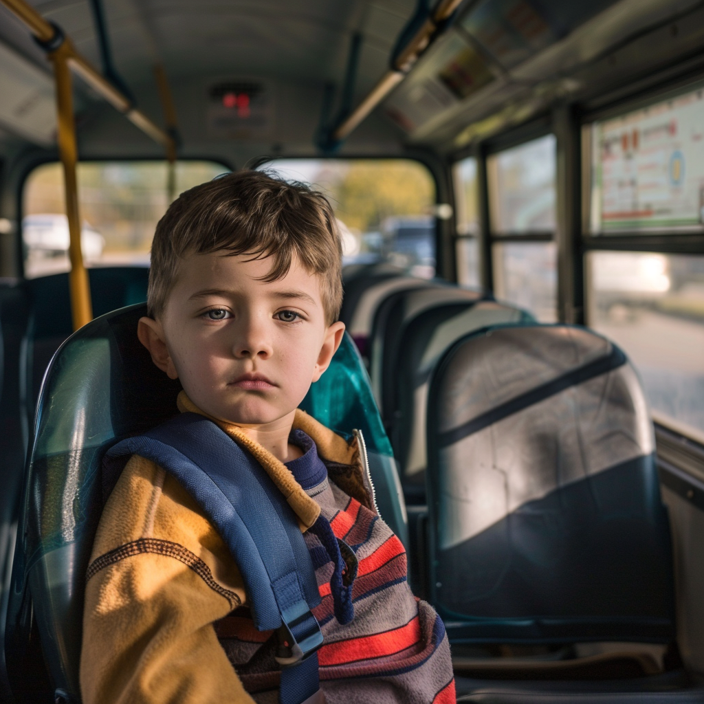 Le garçon, qui n'avait pas plus de six ans, était assis seul dans le bus | Source : Midjourney