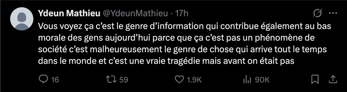 Commentaire d'un internaute concernant le décès de Lorenzo | Source : X