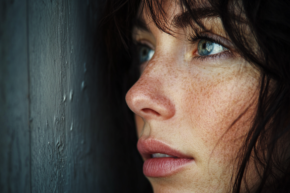 Portrait d'une femme près d'une porte | Source : Midjourney