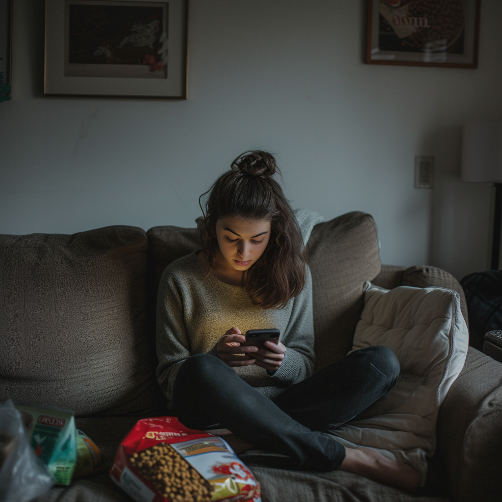 Une femme fouillant dans un téléphone | Source : Midjourney