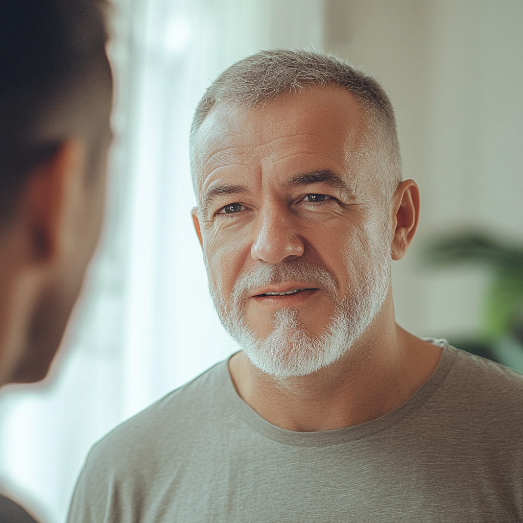 Un homme qui parle à un autre homme | Source : Midjourney