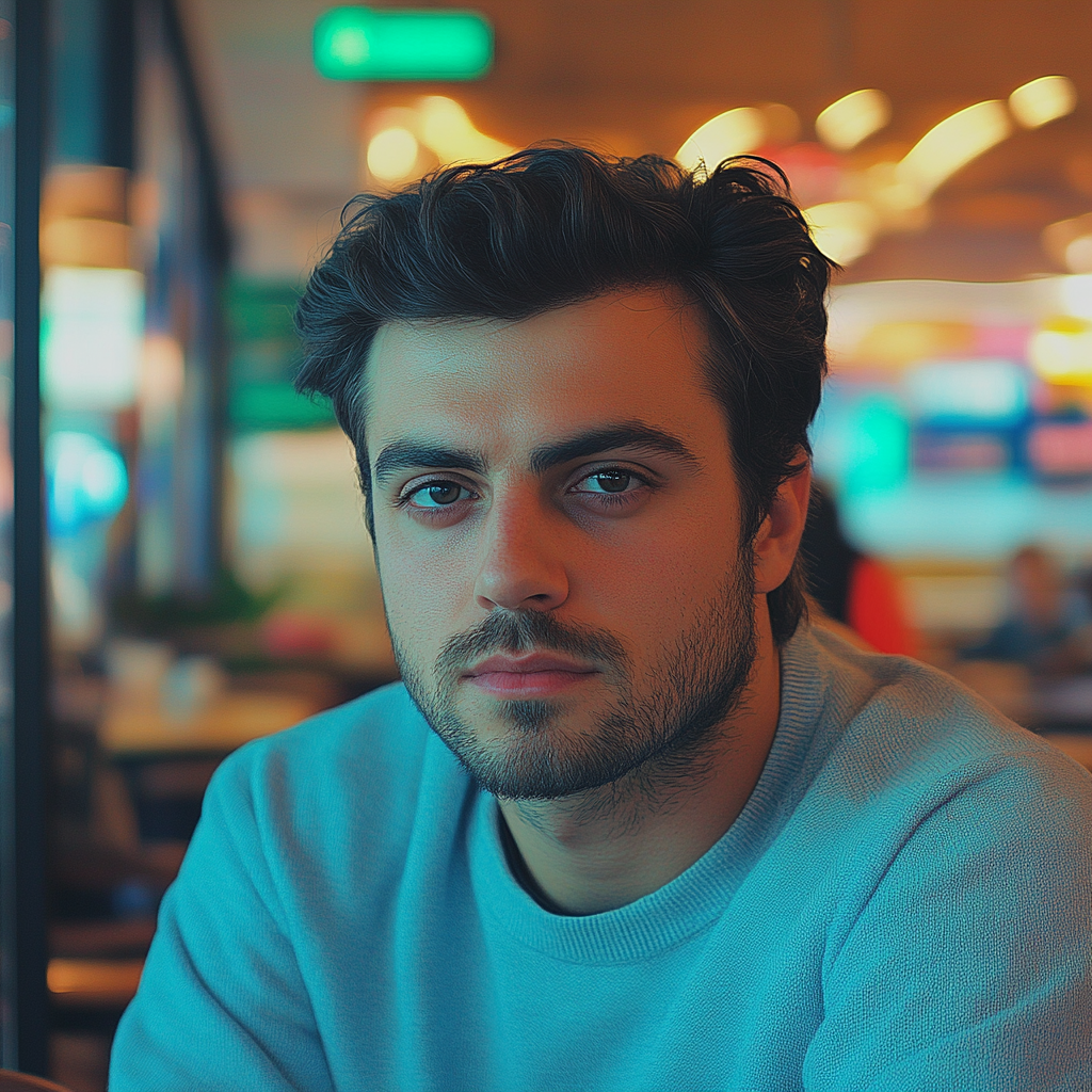 A man sitting in a cafe | Source: Midjourney