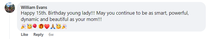 Un commentaire sur Nahla sur le post de Halle Berry pour son 15ème anniversaire | Source : Facebook.com/ Halley Berry