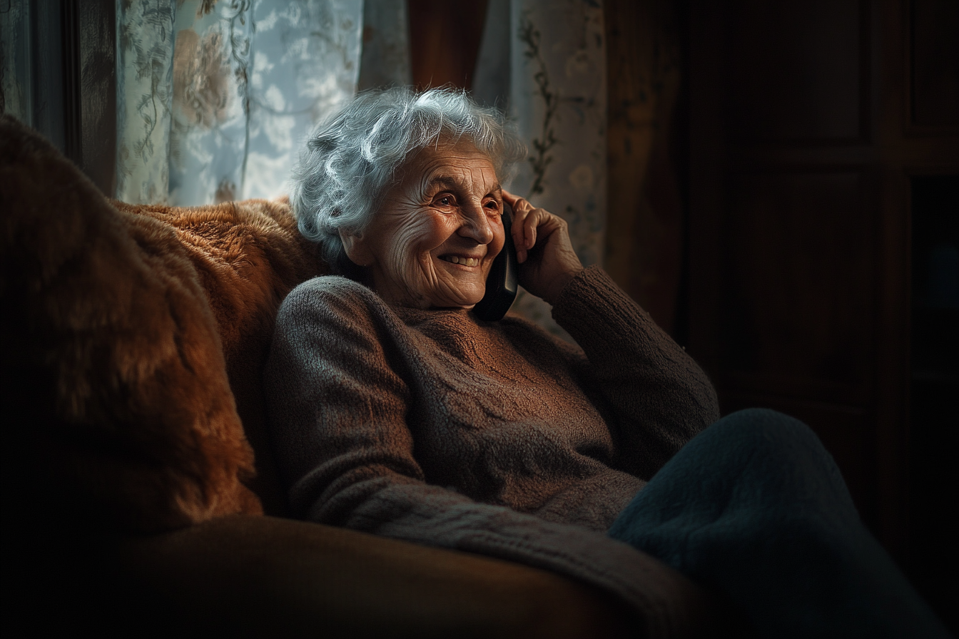 Vieille femme parlant au téléphone | Source : Midjourney