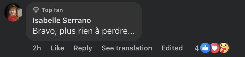 Commentaire d'internaute sur le geste d'Anne-Sophie Lapix | Source : capture Facebook@Gala