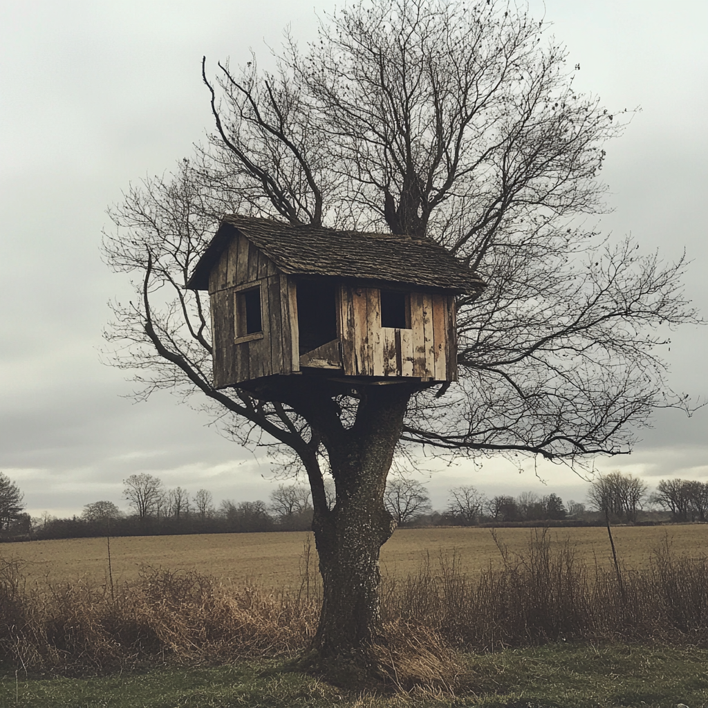 Une vieille cabane dans un champ | Source : Midjourney