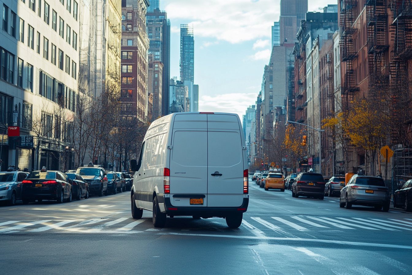 Une camionnette descendant une rue | Source : Midjourney