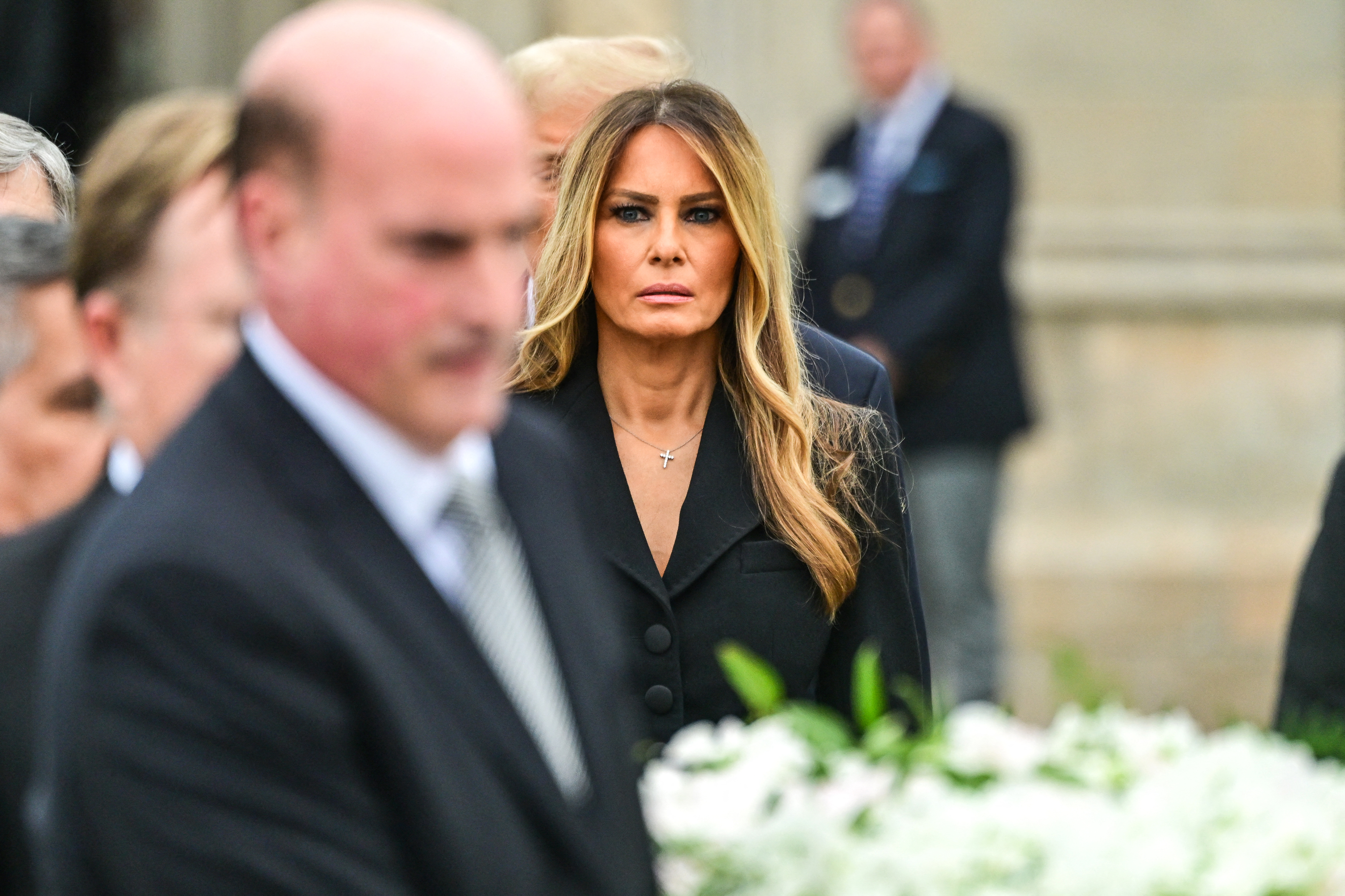 Melania Trump a assisté aux funérailles de sa mère, Amalija Knavs, le 18 janvier 2024, à l'église de Bethesda-by-the-Sea à Palm Beach, en Floride. | Source : Getty Images