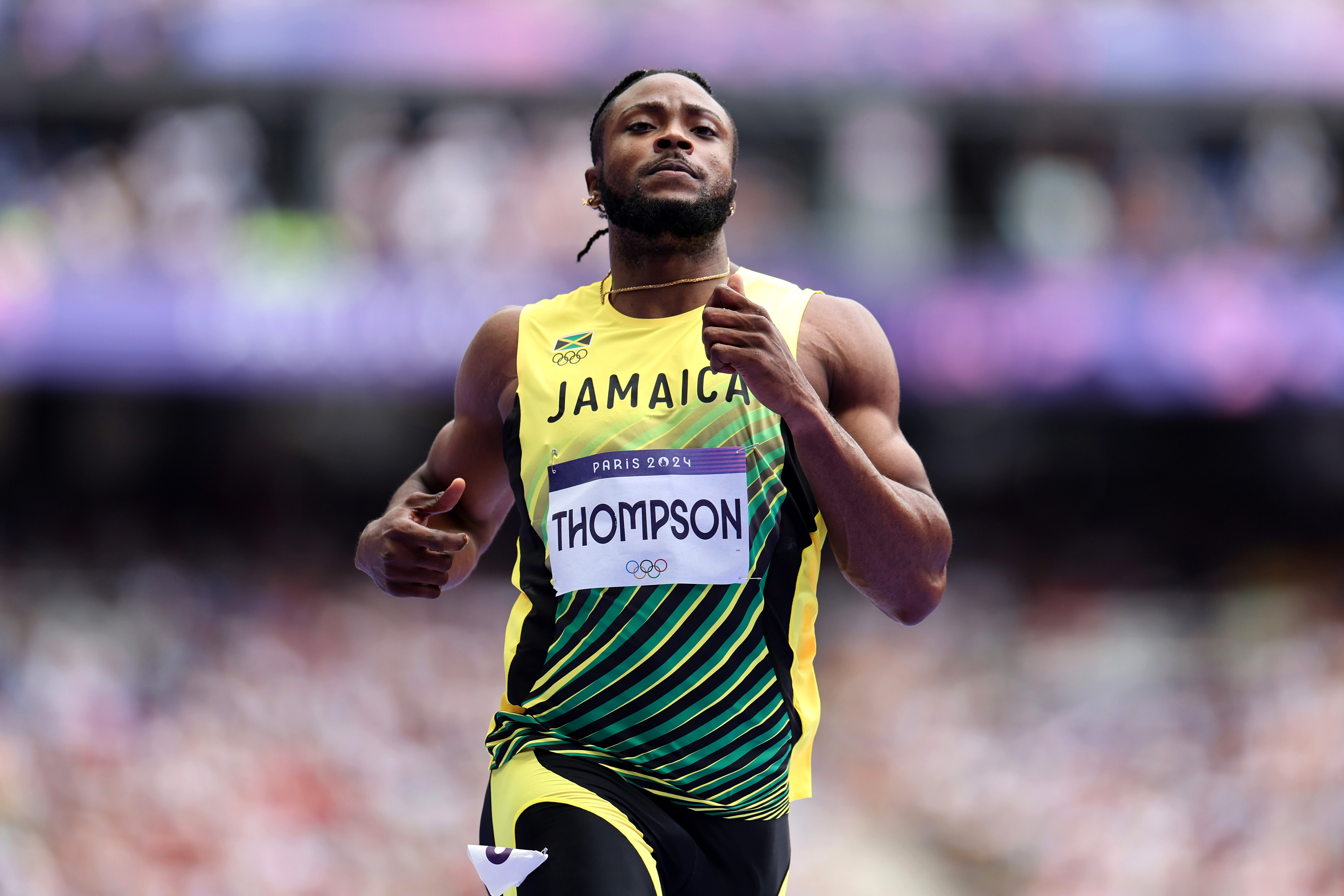 Kishane Thompson participe à la compétition lors de la ronde 1 du 100 m masculin aux Jeux olympiques Paris 2024 à Paris, en France, le 3 août 2024. | Source : Getty Images