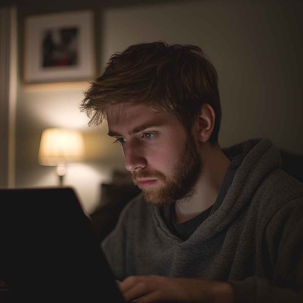 Un homme utilisant son ordinateur portable | Source : Midjourney