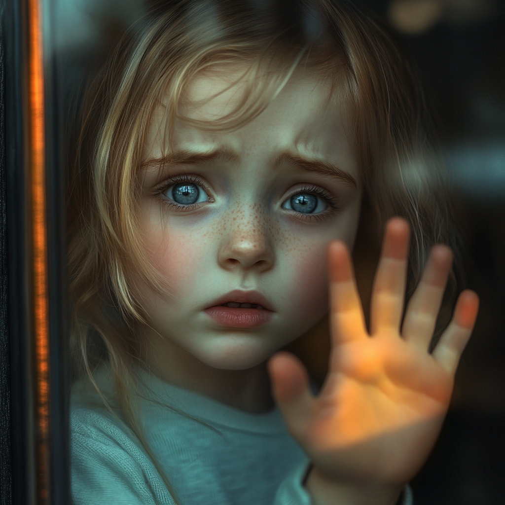 Une petite fille triste qui fait un signe de la main | Source : Midjourney