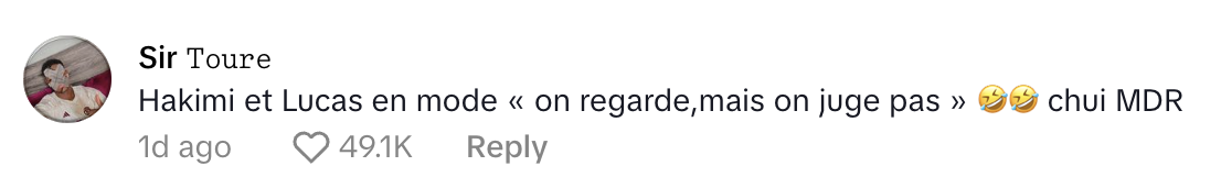 Commentaire d'un internaute sur la réaction d'Achraf Hakimi en voyant Brigitte Macron | Source : TikTok/rediff.live.com