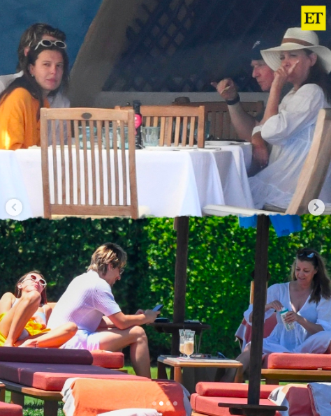 Jake Bongiovi, Millie Bobby Brown, Dorothea Hurley et Jon Bon Jovi en train de prendre un repas et de se détendre ensemble, posté le 29 juin 2024 | Source : Instagram/entertainmenttonight