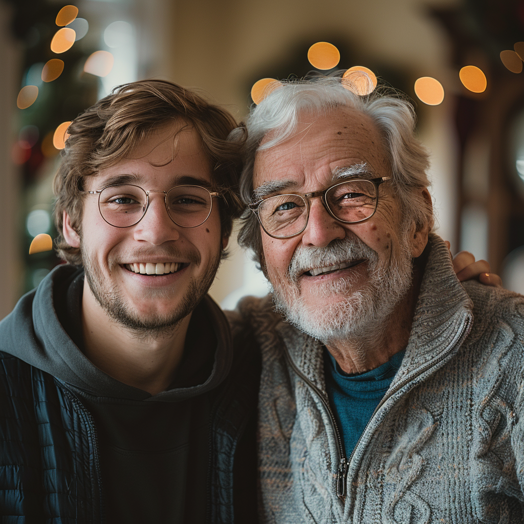 Un homme avec son petit-fils pendant Noël | Source : Midjourney