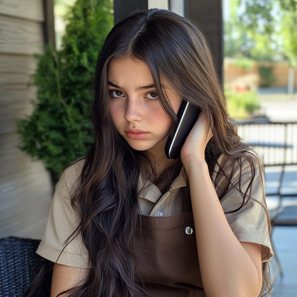 Une adolescente qui parle au téléphone | Source : Midjourney