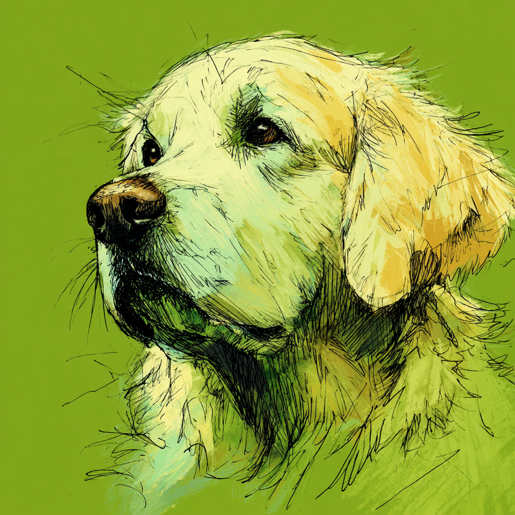 Dessin d'un golden retriever | Source : Midjourney