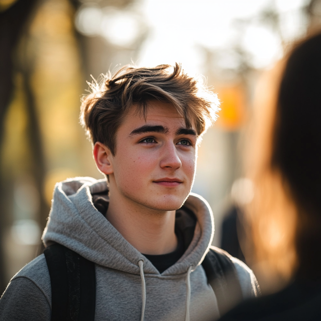 Un jeune homme confiant qui regarde quelqu'un | Source : Midjourney