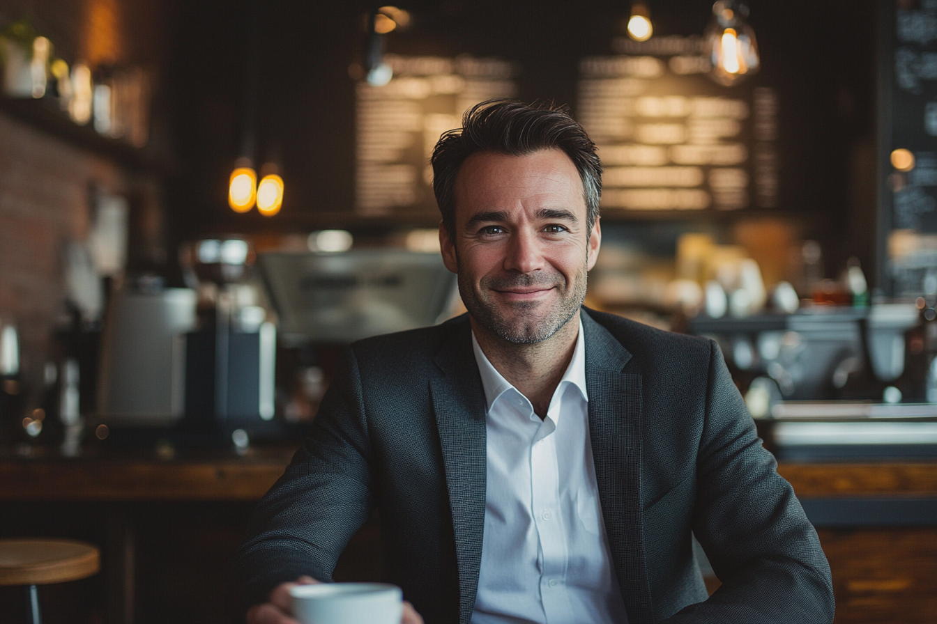 Un homme dans un café | Source : Midjourney