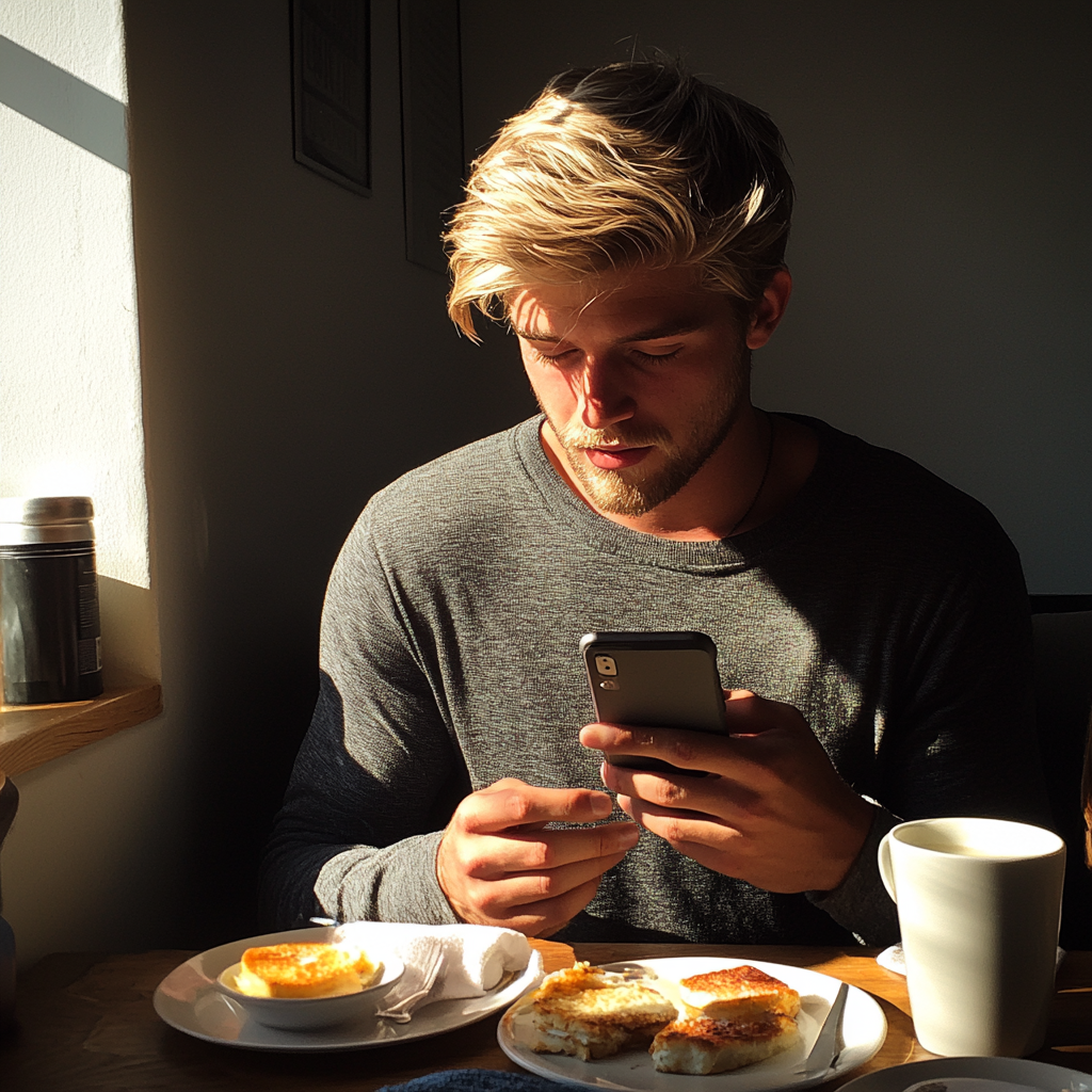 Un homme utilisant son téléphone | Source : Midjourney