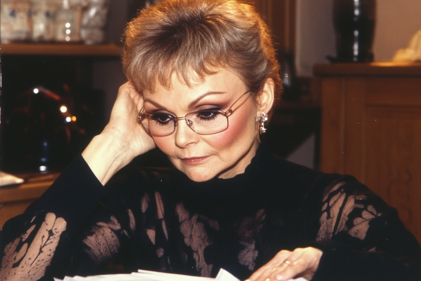 Une femme âgée regarde des documents sur une table | Source : Midjourney