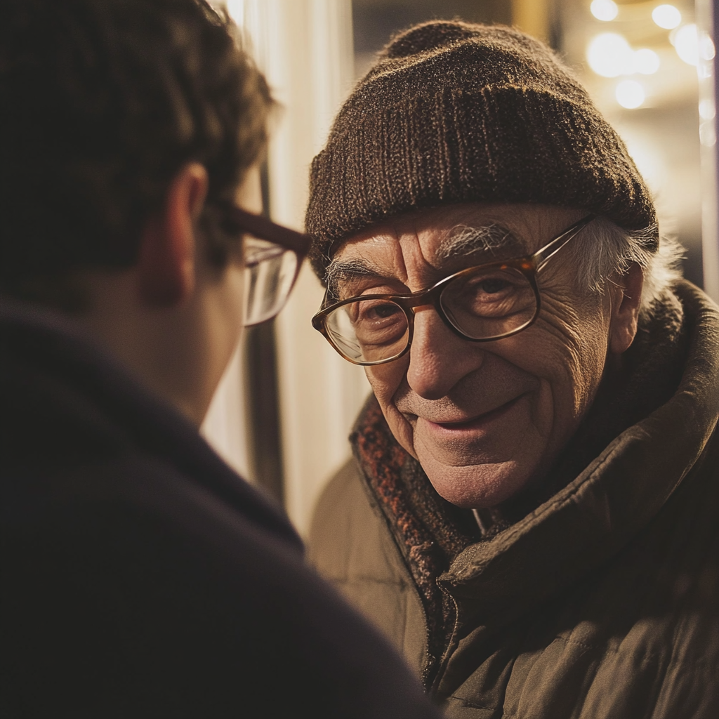 An elderly man greeting his friend | Source: Midjourney